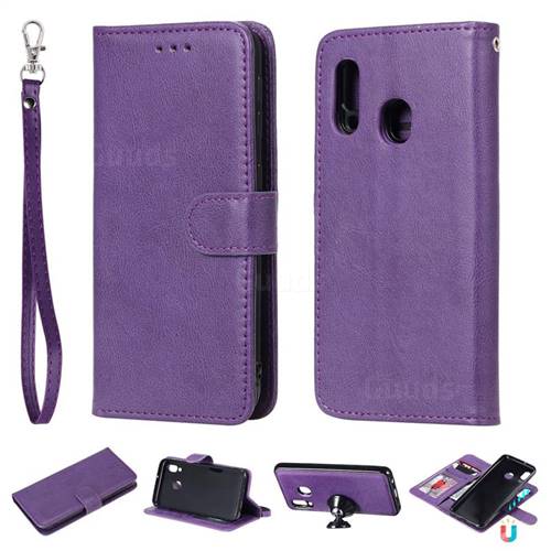 Retro Greek Detachable Magnetic PU Leather Wallet Phone Case for Samsung Galaxy A20e - Purple