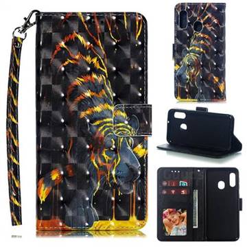 Tiger Totem 3D Painted Leather Phone Wallet Case for Samsung Galaxy A20e