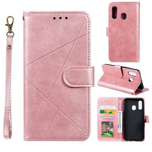Embossing Geometric Leather Wallet Case for Samsung Galaxy A20e - Rose Gold