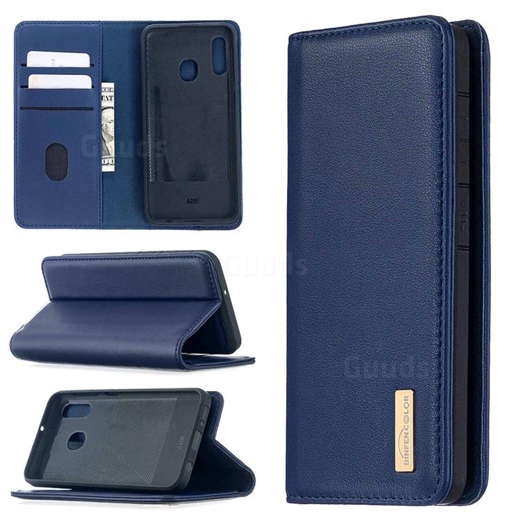 Binfen Color BF06 Luxury Classic Genuine Leather Detachable Magnet Holster Cover for Samsung Galaxy A20e - Blue