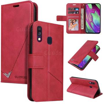 GQ.UTROBE Right Angle Silver Pendant Leather Wallet Phone Case for Samsung Galaxy A20e - Red