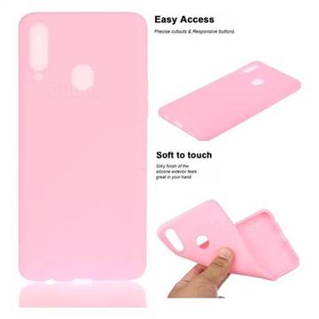 Soft Matte Silicone Phone Cover for Samsung Galaxy A20s - Rose Red