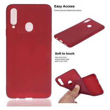 Soft Matte Silicone Phone Cover for Samsung Galaxy A20s - Wine Red