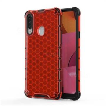 Honeycomb TPU + PC Hybrid Armor Shockproof Case Cover for Samsung Galaxy A20s - Red