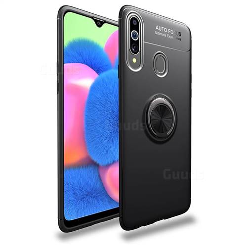 Auto Focus Invisible Ring Holder Soft Phone Case for Samsung Galaxy A20s - Black