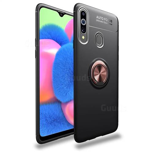 Auto Focus Invisible Ring Holder Soft Phone Case for Samsung Galaxy A20s - Black Gold