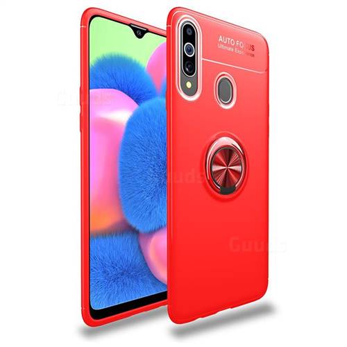 Auto Focus Invisible Ring Holder Soft Phone Case for Samsung Galaxy A20s - Red