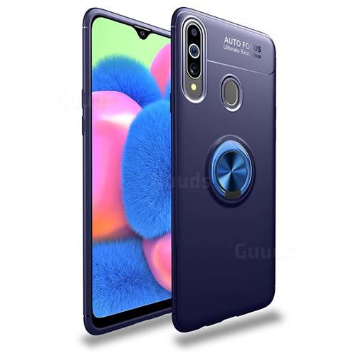 Auto Focus Invisible Ring Holder Soft Phone Case for Samsung Galaxy A20s - Blue