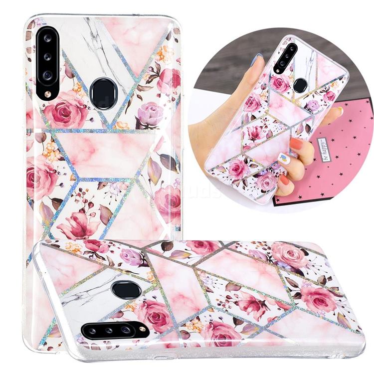 Rose Flower Painted Galvanized Electroplating Soft Phone Case Cover for Samsung Galaxy A20s