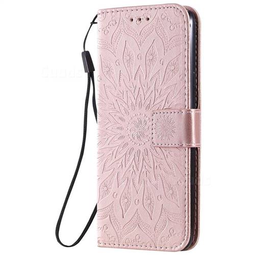 Embossing Sunflower Leather Wallet Case for Samsung Galaxy A20s - Rose ...