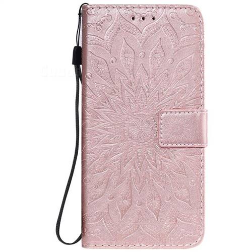 Embossing Sunflower Leather Wallet Case for Samsung Galaxy A20s - Rose ...