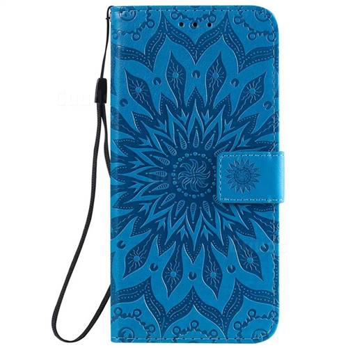 Embossing Sunflower Leather Wallet Case for Samsung Galaxy A20s - Blue ...