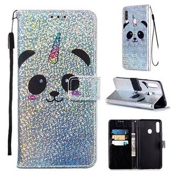 Panda Unicorn Sequins Painted Leather Wallet Case for Samsung Galaxy A20s