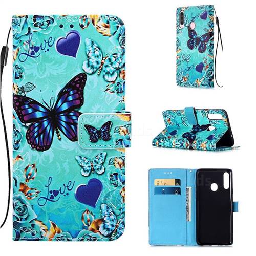 Love Butterfly Matte Leather Wallet Phone Case for Samsung Galaxy A20s