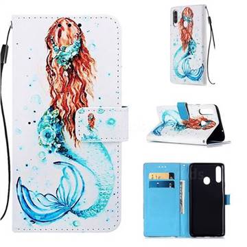 Mermaid Matte Leather Wallet Phone Case for Samsung Galaxy A20s