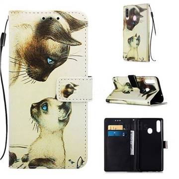 Cat Confrontation Matte Leather Wallet Phone Case for Samsung Galaxy A20s
