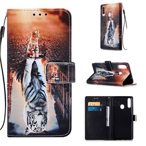Cat and Tiger Matte Leather Wallet Phone Case for Samsung Galaxy A20s