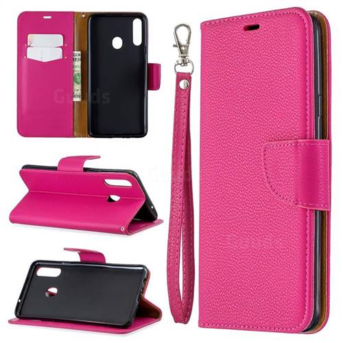 Classic Luxury Litchi Leather Phone Wallet Case for Samsung Galaxy A20s - Rose