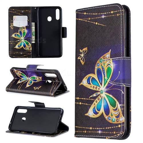 Golden Shining Butterfly Leather Wallet Case for Samsung Galaxy A20s