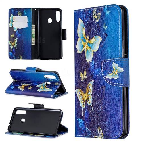 Golden Butterflies Leather Wallet Case for Samsung Galaxy A20s
