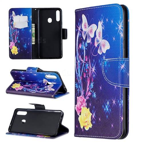 Yellow Flower Butterfly Leather Wallet Case for Samsung Galaxy A20s