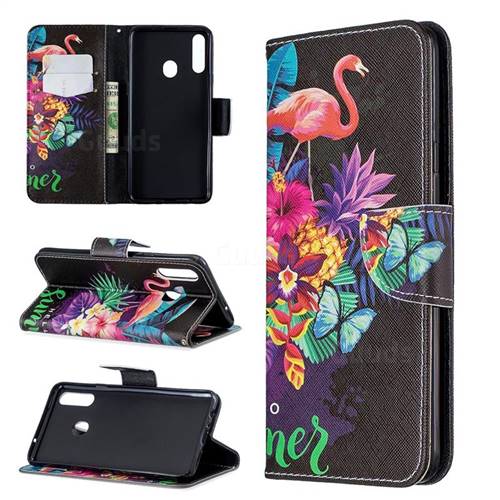 Flowers Flamingos Leather Wallet Case for Samsung Galaxy A20s