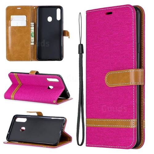 Jeans Cowboy Denim Leather Wallet Case for Samsung Galaxy A20s - Rose