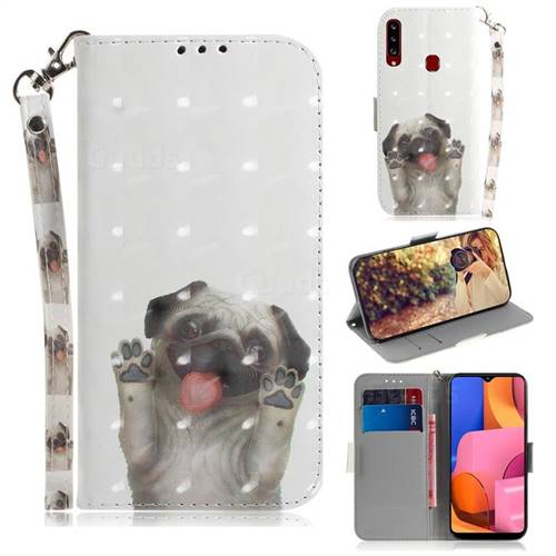 Pug Dog 3D Painted Leather Wallet Phone Case for Samsung Galaxy A20s