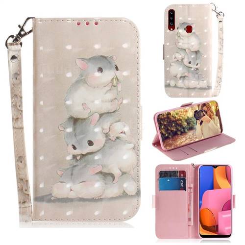 Three Squirrels 3D Painted Leather Wallet Phone Case for Samsung Galaxy A20s
