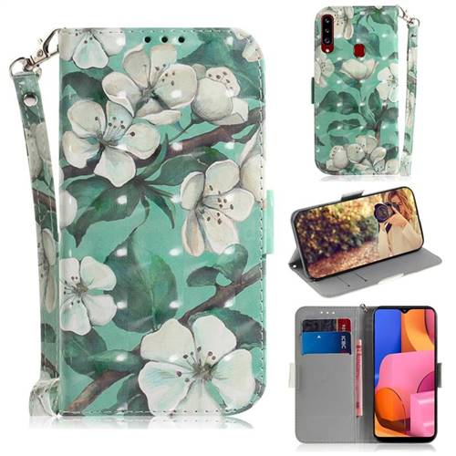 Watercolor Flower 3D Painted Leather Wallet Phone Case for Samsung Galaxy A20s