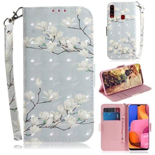 Magnolia Flower 3D Painted Leather Wallet Phone Case for Samsung Galaxy A20s