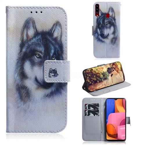 Snow Wolf PU Leather Wallet Case for Samsung Galaxy A20s
