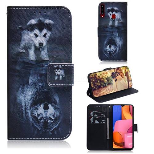 Wolf and Dog PU Leather Wallet Case for Samsung Galaxy A20s