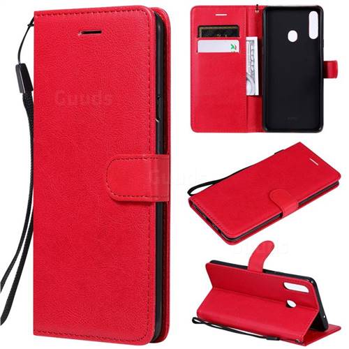 Retro Greek Classic Smooth PU Leather Wallet Phone Case for Samsung Galaxy A20s - Red