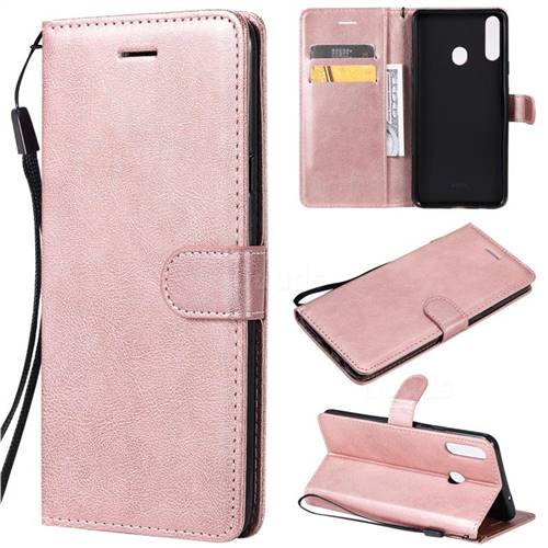 Retro Greek Classic Smooth PU Leather Wallet Phone Case for Samsung Galaxy A20s - Rose Gold