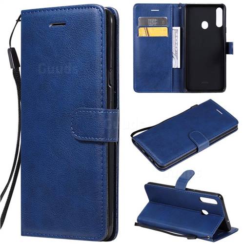 Retro Greek Classic Smooth PU Leather Wallet Phone Case for Samsung Galaxy A20s - Blue