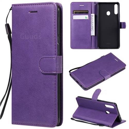 Retro Greek Classic Smooth PU Leather Wallet Phone Case for Samsung Galaxy A20s - Purple