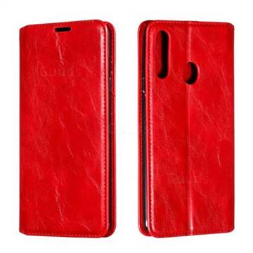Retro Slim Magnetic Crazy Horse PU Leather Wallet Case for Samsung Galaxy A20s - Red