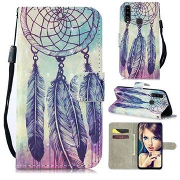 Feather Wind Chimes 3D Painted Leather Wallet Phone Case for Samsung Galaxy A20s