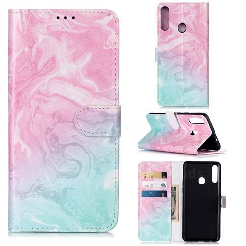 Pink Green Marble PU Leather Wallet Case for Samsung Galaxy A20s