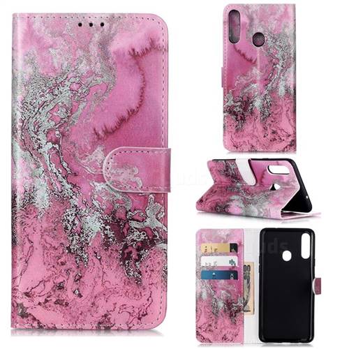 Pink Seawater PU Leather Wallet Case for Samsung Galaxy A20s