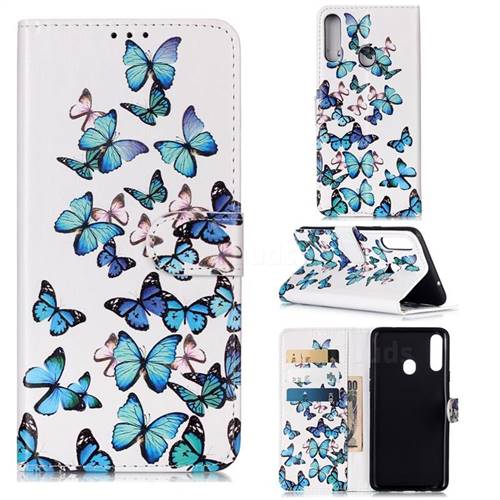 Blue Vivid Butterflies PU Leather Wallet Case for Samsung Galaxy A20s