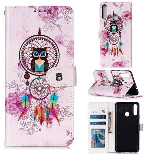 Wind Chimes Owl 3D Relief Oil PU Leather Wallet Case for Samsung Galaxy A20s