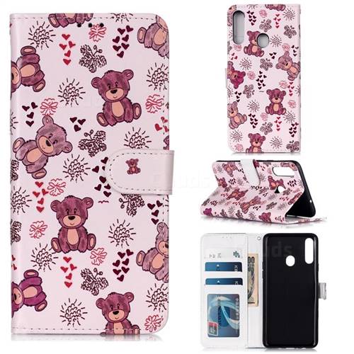 Cute Bear 3D Relief Oil PU Leather Wallet Case for Samsung Galaxy A20s