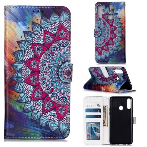 Mandala Flower 3D Relief Oil PU Leather Wallet Case for Samsung Galaxy A20s