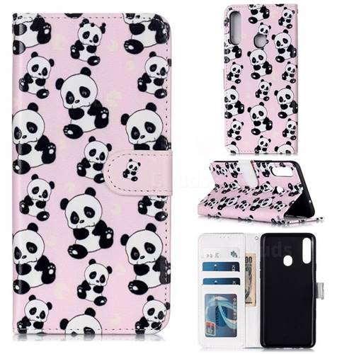 Cute Panda 3D Relief Oil PU Leather Wallet Case for Samsung Galaxy A20s