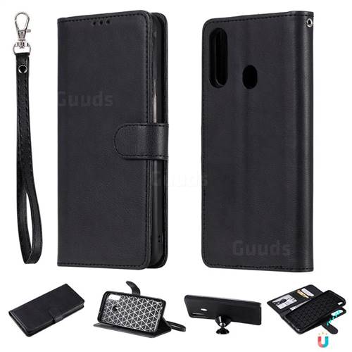 Retro Greek Detachable Magnetic PU Leather Wallet Phone Case for Samsung Galaxy A20s - Black
