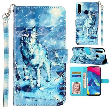 Snow Wolf 3D Leather Phone Holster Wallet Case for Samsung Galaxy A20s