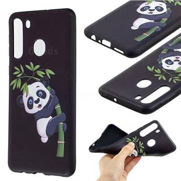 Bamboo Panda 3D Embossed Relief Black Soft Back Cover for Samsung Galaxy A21