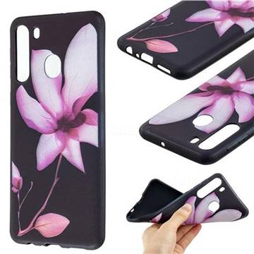 Lotus Flower 3D Embossed Relief Black Soft Back Cover for Samsung Galaxy A21